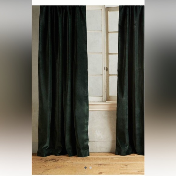 Anthropologie Matte Green Curtains - Picture 1 of 3
